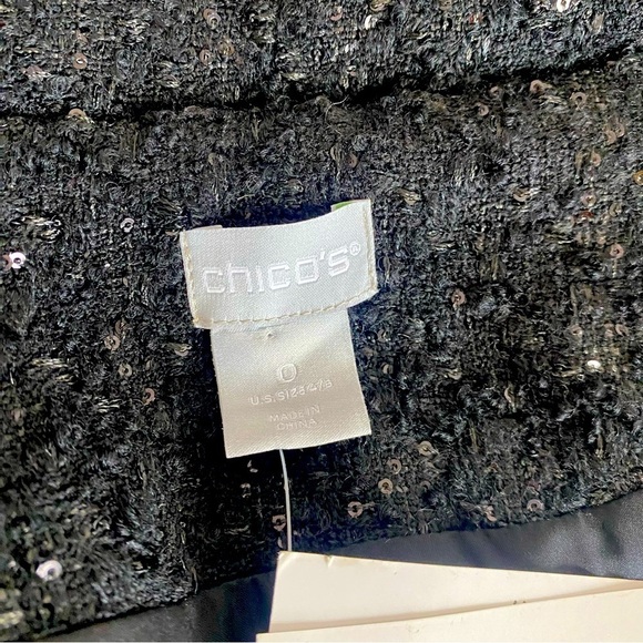 Chico’s Black Quilted Sparkle Tweed Jacket Size S - Picture 5 of 9